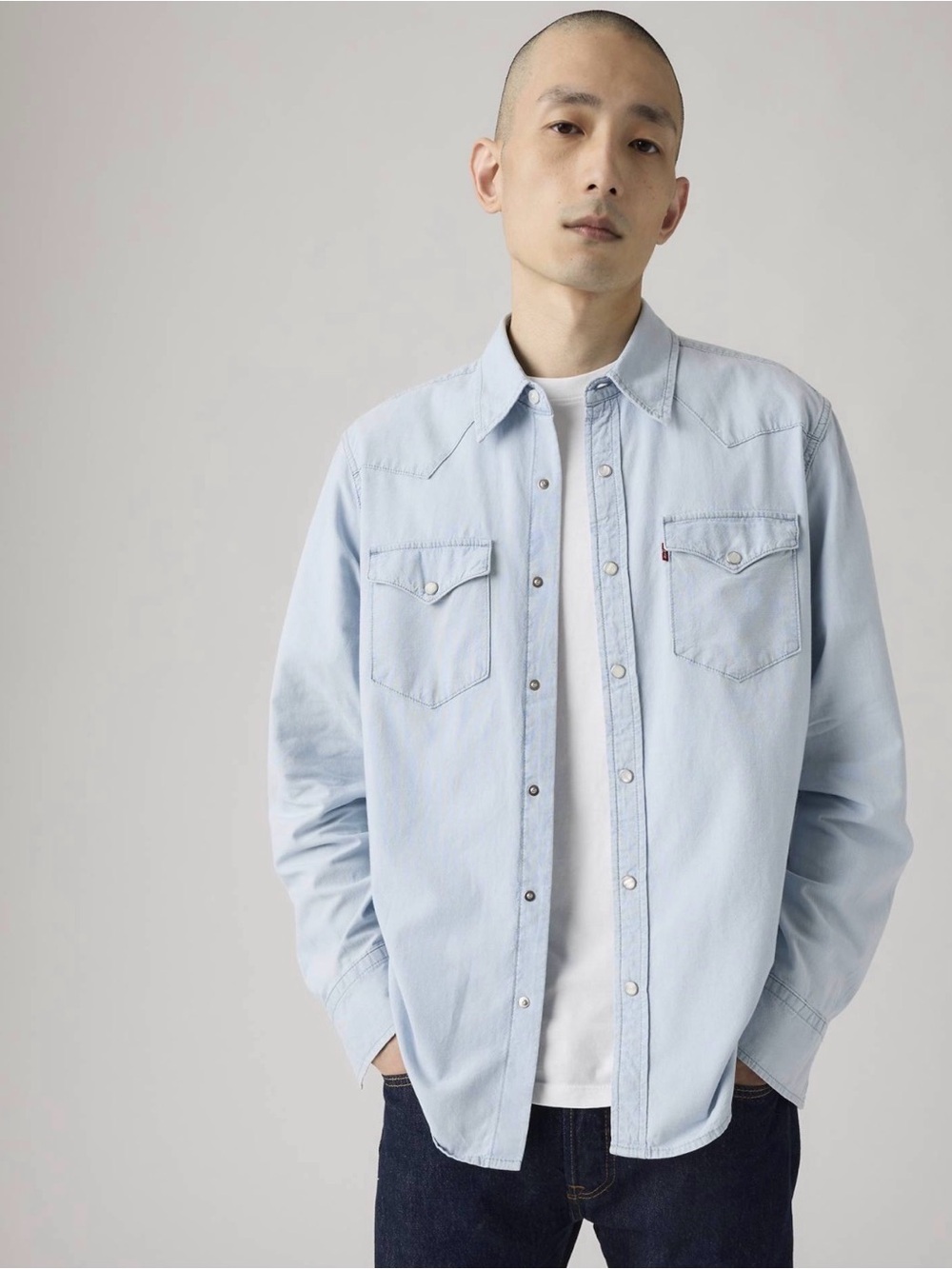 LEVI’S Classic Western Standard Fit Shirt- Large- Light Wash
